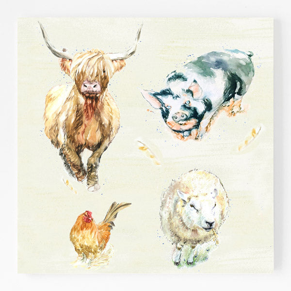 Ceramic Trivet - Coo, Sheep, Pig