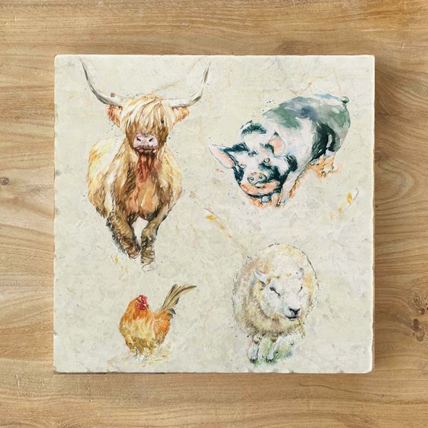 Small Trivet - Coo, Sheep, Pig