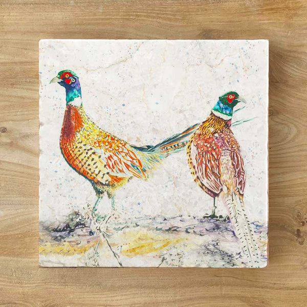 Marble Coaster - Pheasant Bouquet