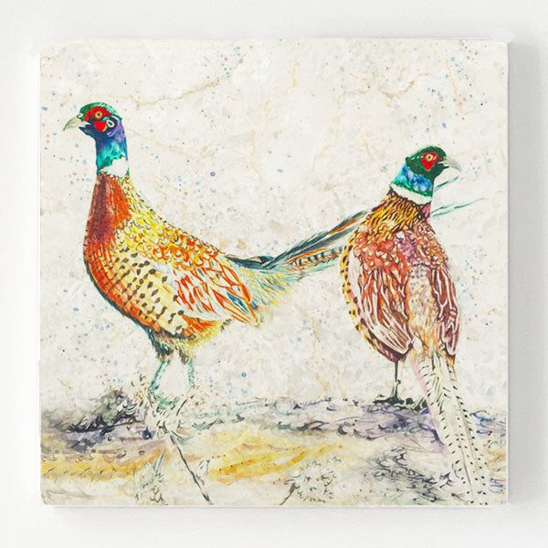 Marble Coaster - Pheasant Bouquet