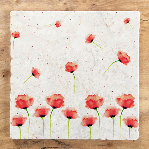 Large Trivet - Red Poppies