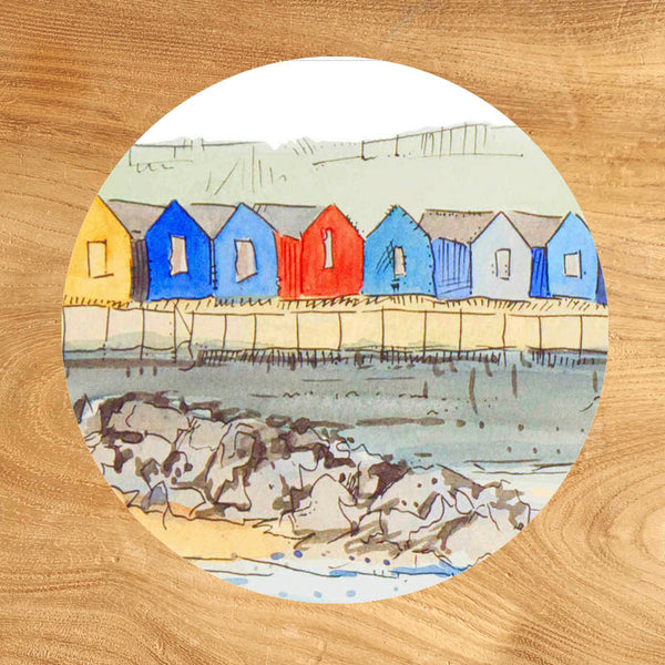 Glass Coaster - Beach Huts