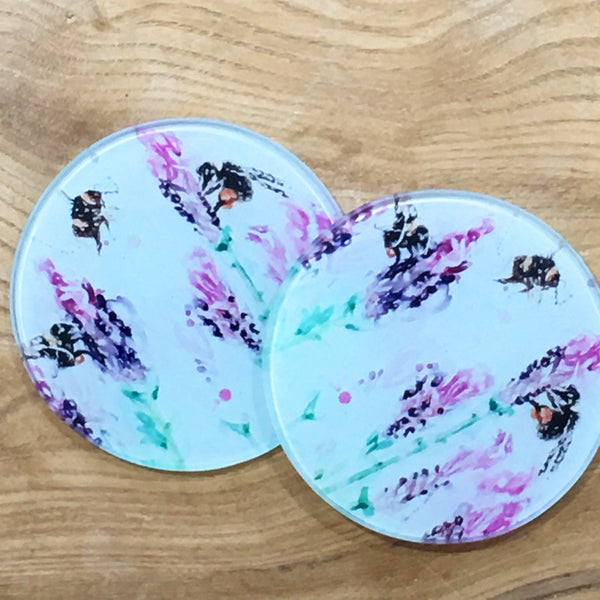 Glass Coaster - Beeing Around Lavender