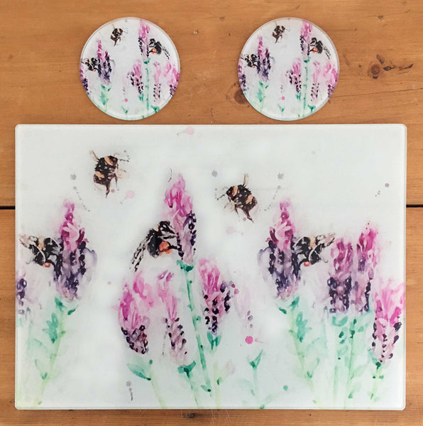 Glass Chopping Board - Beeing Around Lavender