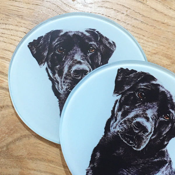 Glass Coaster - Black Labrador