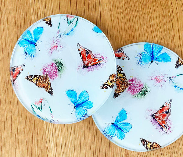 Glass Coaster - Country Butterflies