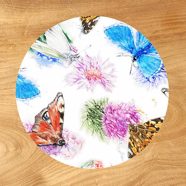Glass Coaster - Country Butterflies