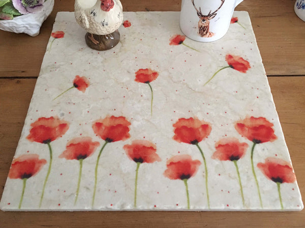 Large Trivet - Red Poppies