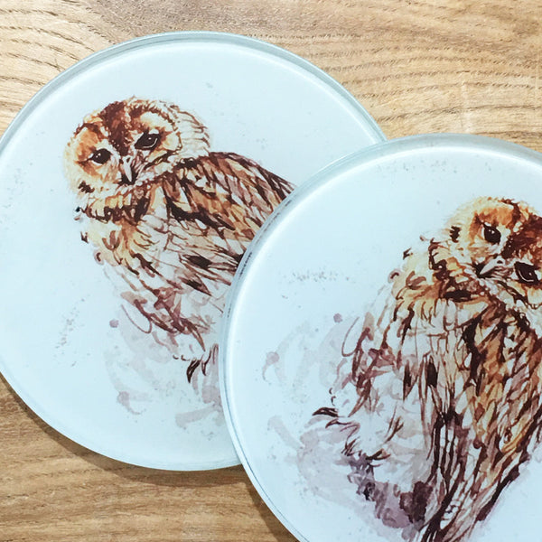 Glass Coaster - Tawny Owl