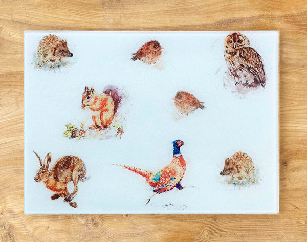 Glass Chopping Board - Wildlife
