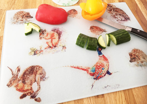 Glass Chopping Board - Wildlife