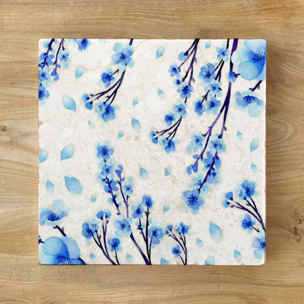 Marble Coaster - Blue Blossom
