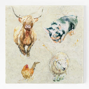 Small Trivet - Coo, Sheep, Pig