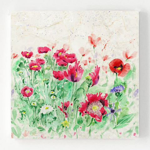Marble Coaster - Country Poppies