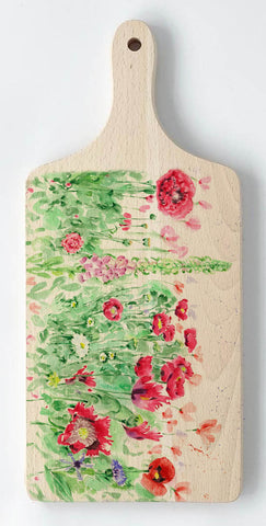 Paddle Chopping Board - Country Poppies