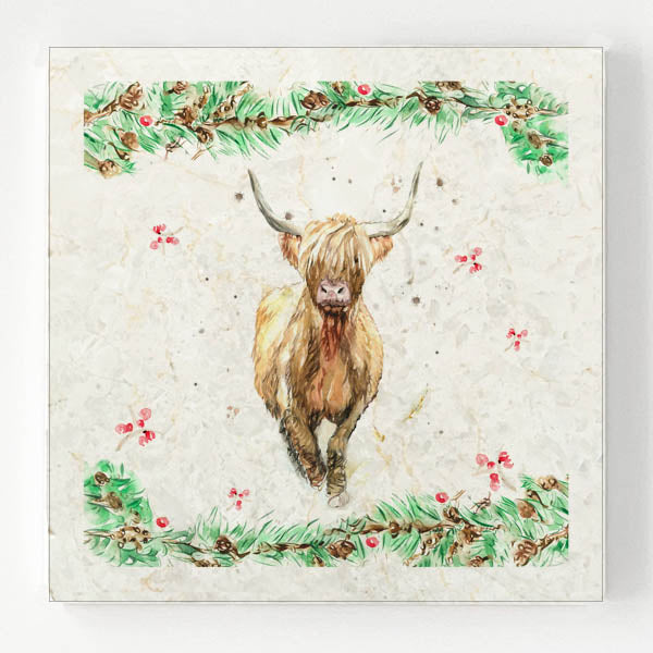 Marble Coaster - Highland Henry Christmas