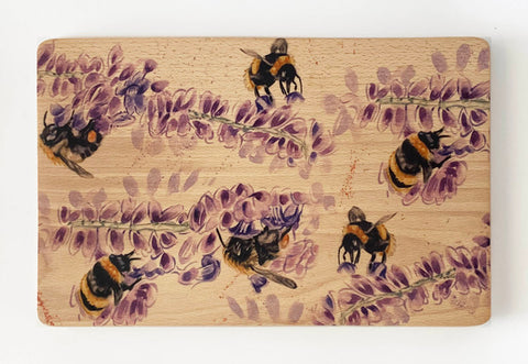 Wooden Chopping Board (large) - Study in Bee