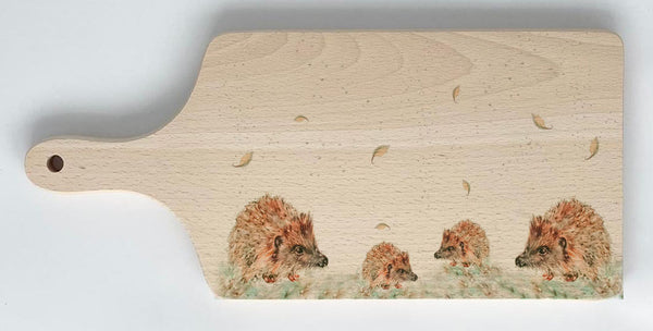 Paddle Chopping Board - Little Hedgehog Family