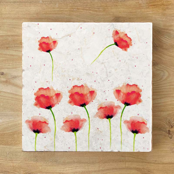 Small Trivet - Red Poppies