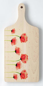 Paddle Chopping Board - Red Poppies