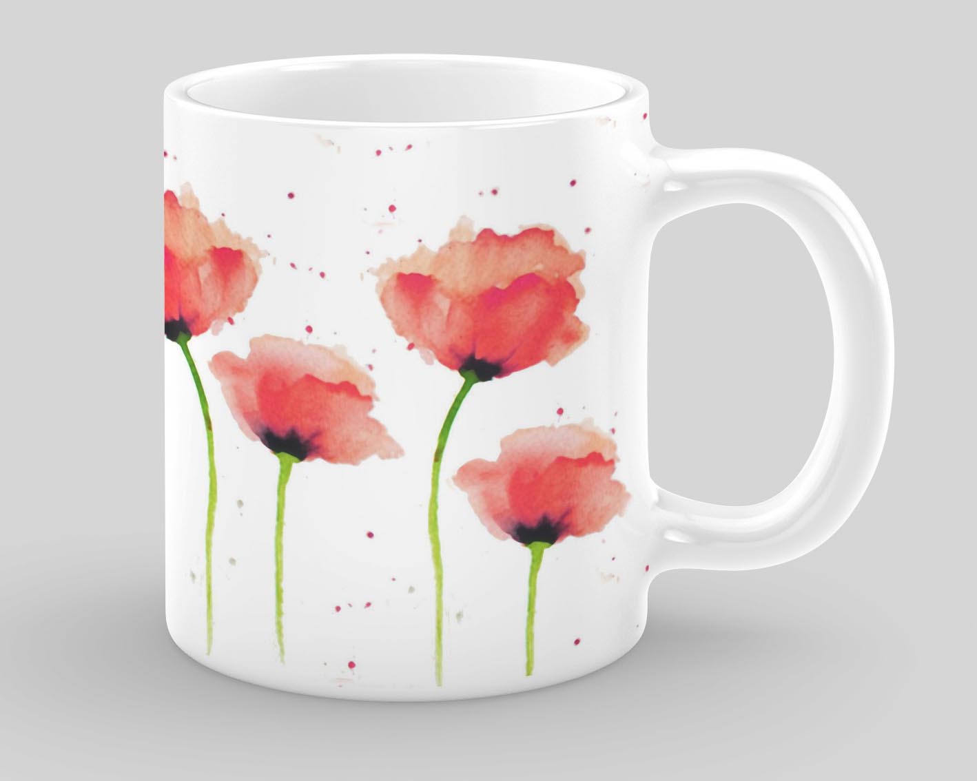 Fine Bone China Mug - Red Poppies