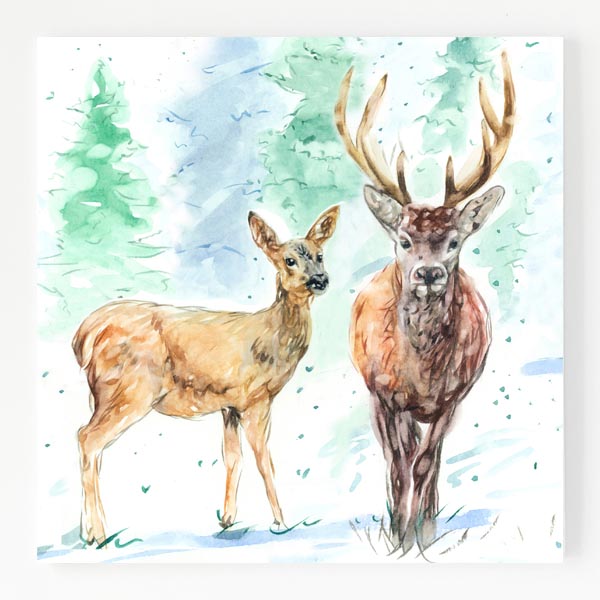 Ceramic Trivet - Winter Deer