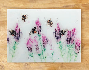 Glass Chopping Board - Beeing Around Lavender