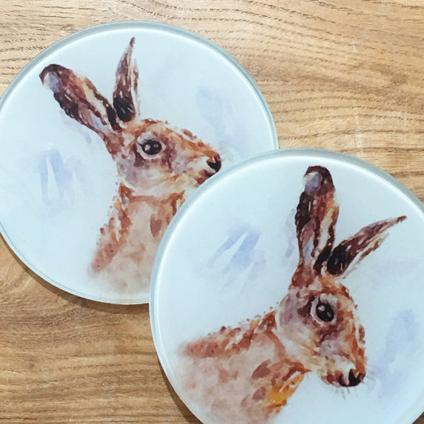 Glass Coaster - Hare Portrait