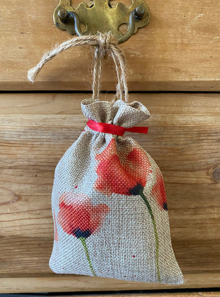 Natural Lavender Bag - Red Poppies
