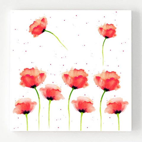 Ceramic Coaster - Red Poppies