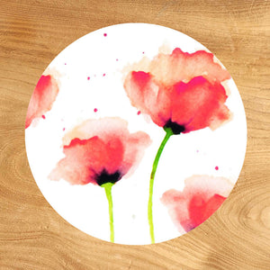 Glass Coaster - Red Poppies