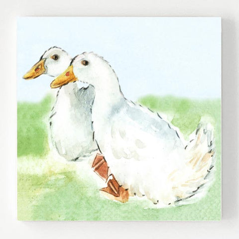 Ceramic Coaster - White Ducks
